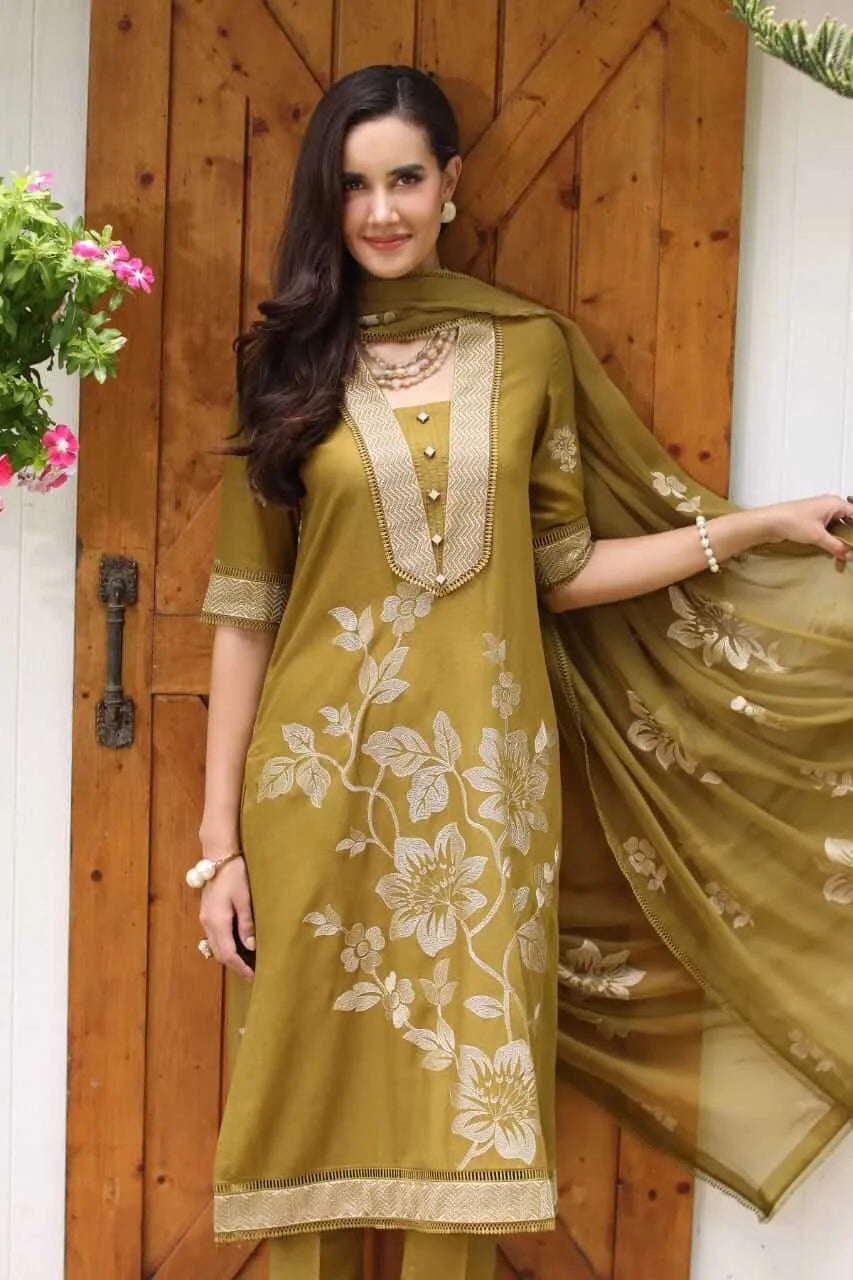 3 Piece Unstitched Heavy Embroidered Lawn Suit with Embroidered Lawn Dupatta