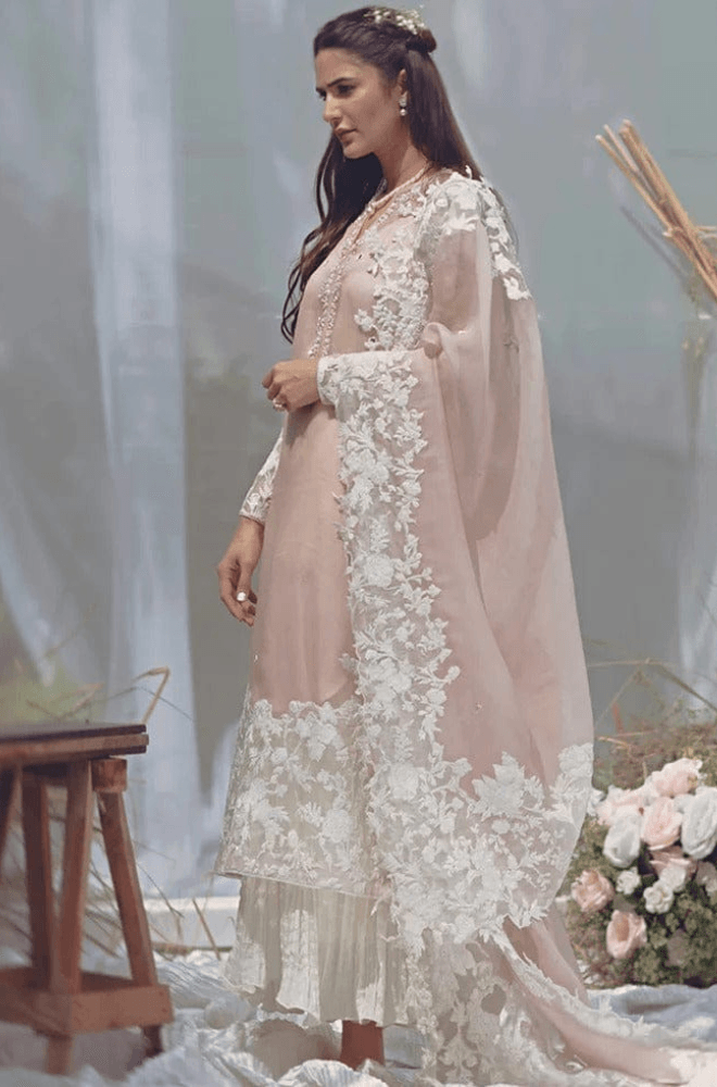 3 Piece Unstitched Heavy Embroidered Lawn Suit with Embroidered Net Dupatta - Malam