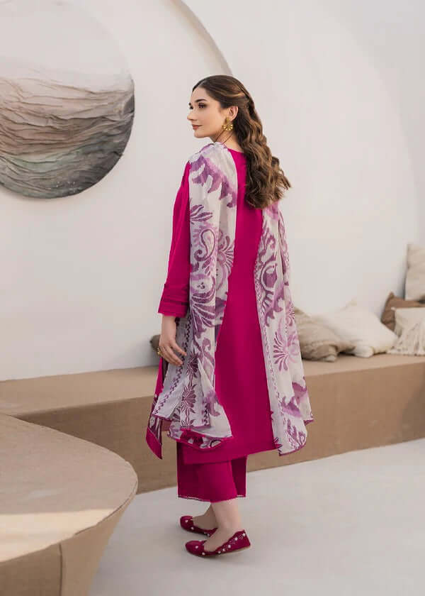 3 Piece Unstitched Heavy Embroidered Dhanak Suit with Printed Wool Shawl