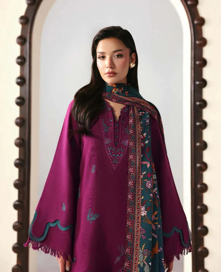 3 Piece Unstitched Heavy Embroidered Lawn Suit with Printed Slub Dupatta