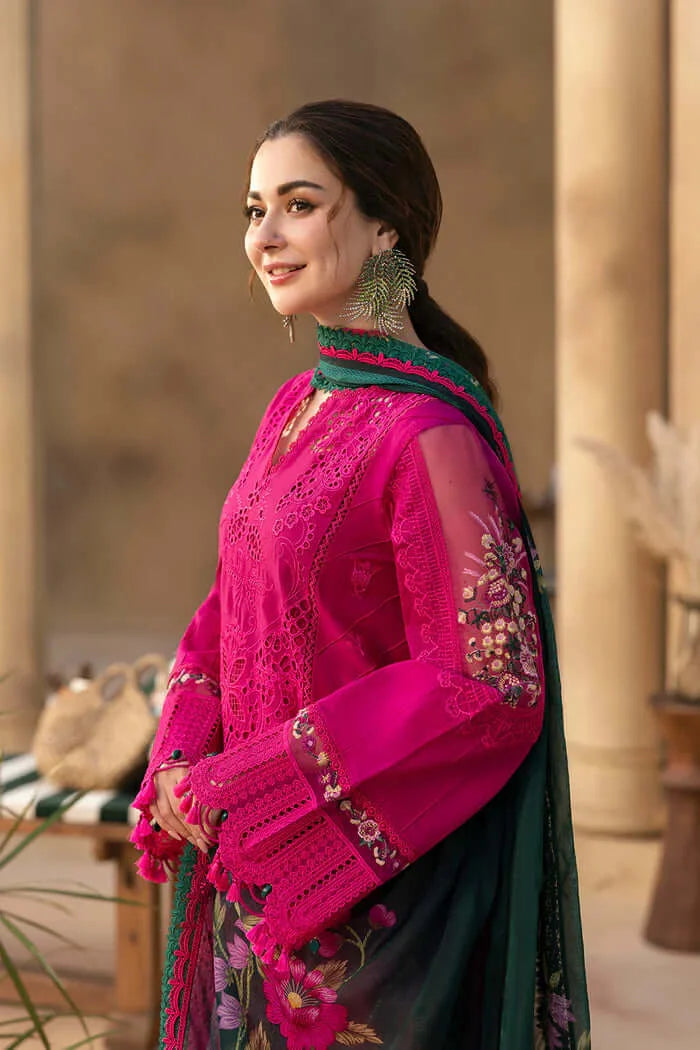 3 Piece Unstitched Heavy Embroidered Chicken Kari Lawn Suit with Printed Slub Dupatta