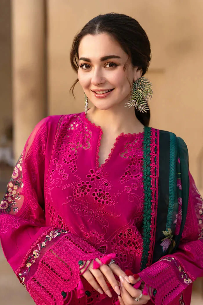 3 Piece Unstitched Heavy Embroidered Chicken Kari Lawn Suit with Printed Slub Dupatta