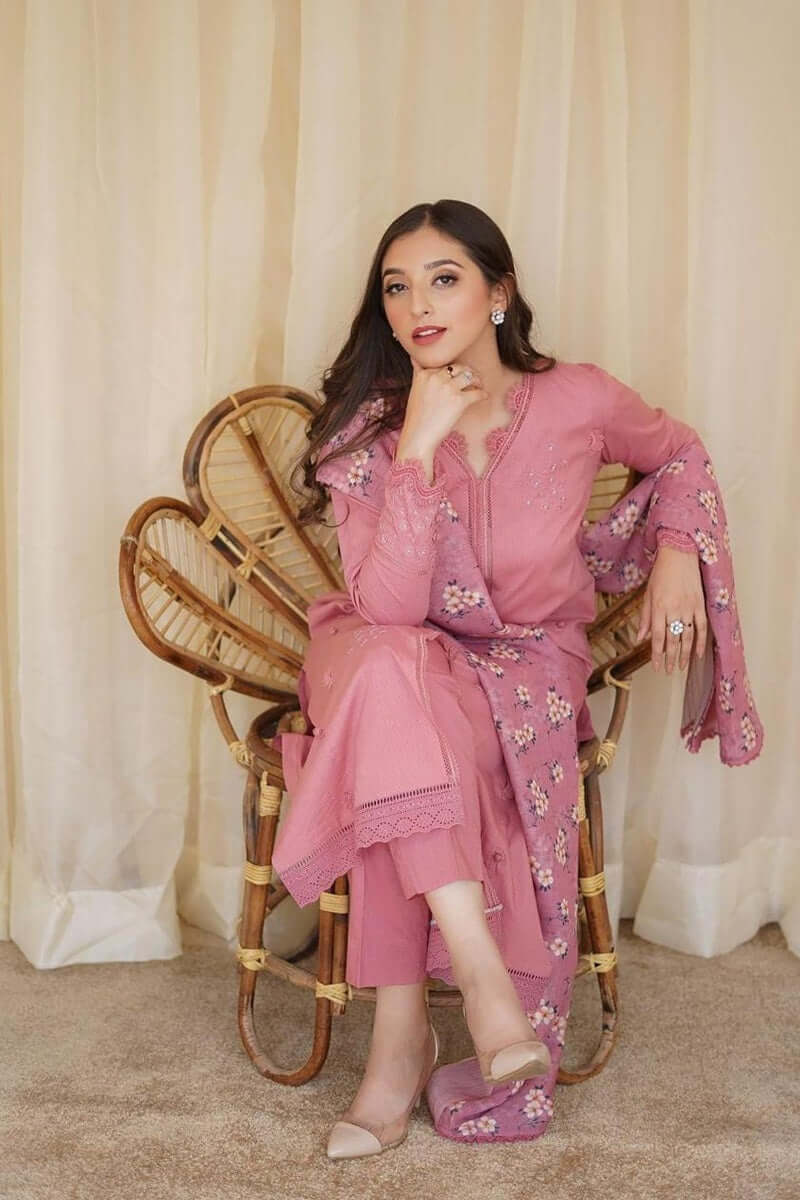 3 Piece Unstitched Heavy Embroidered Dhanak Suit with Printed Wool Shawl