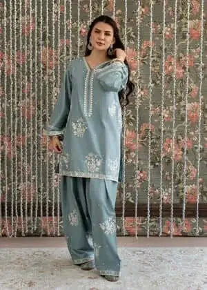 3 Piece Unstitched Heavy Embroidered Lawn Suit with Embroidered Chiffon Dupatta