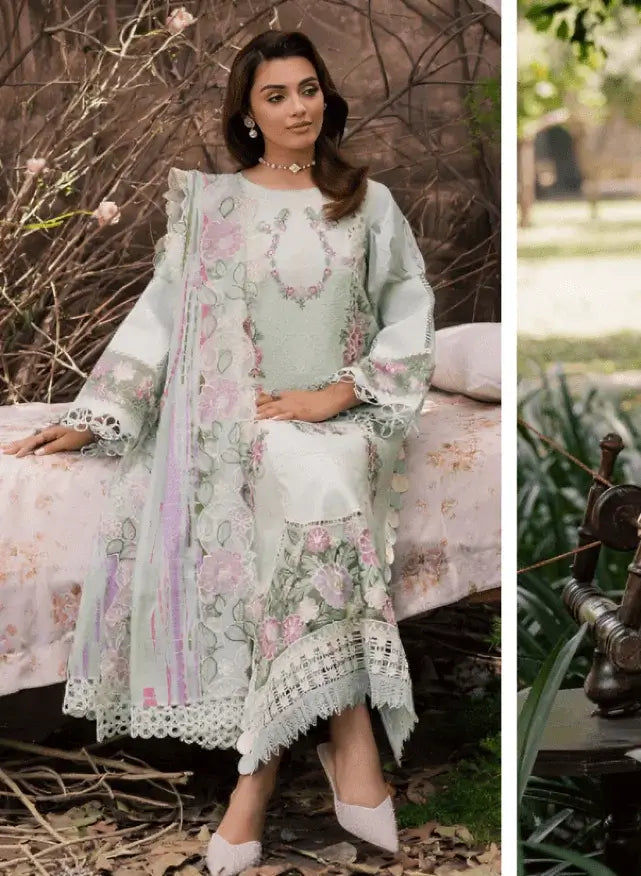 3 Piece Unstitched Heavy Embroidered Lawn Suit with Embroidered Lawn Dupatta