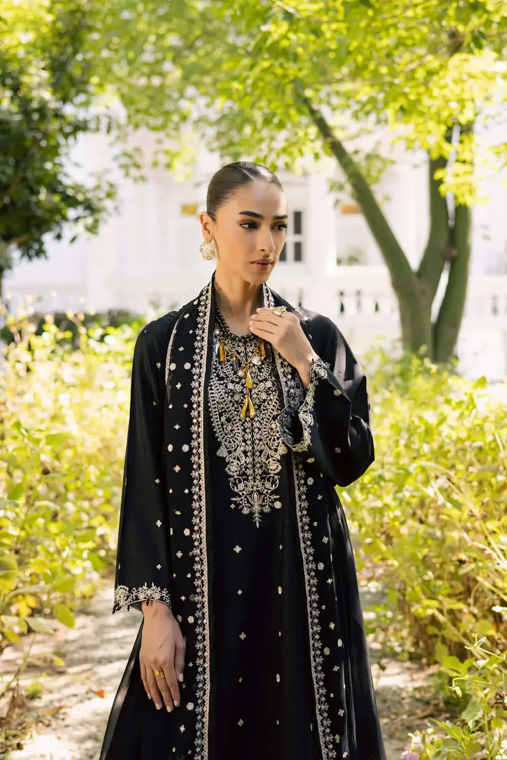 3 Piece Unstitched Heavy Embroidered Lawn Suit with Embroidered Chiffon Dupatta