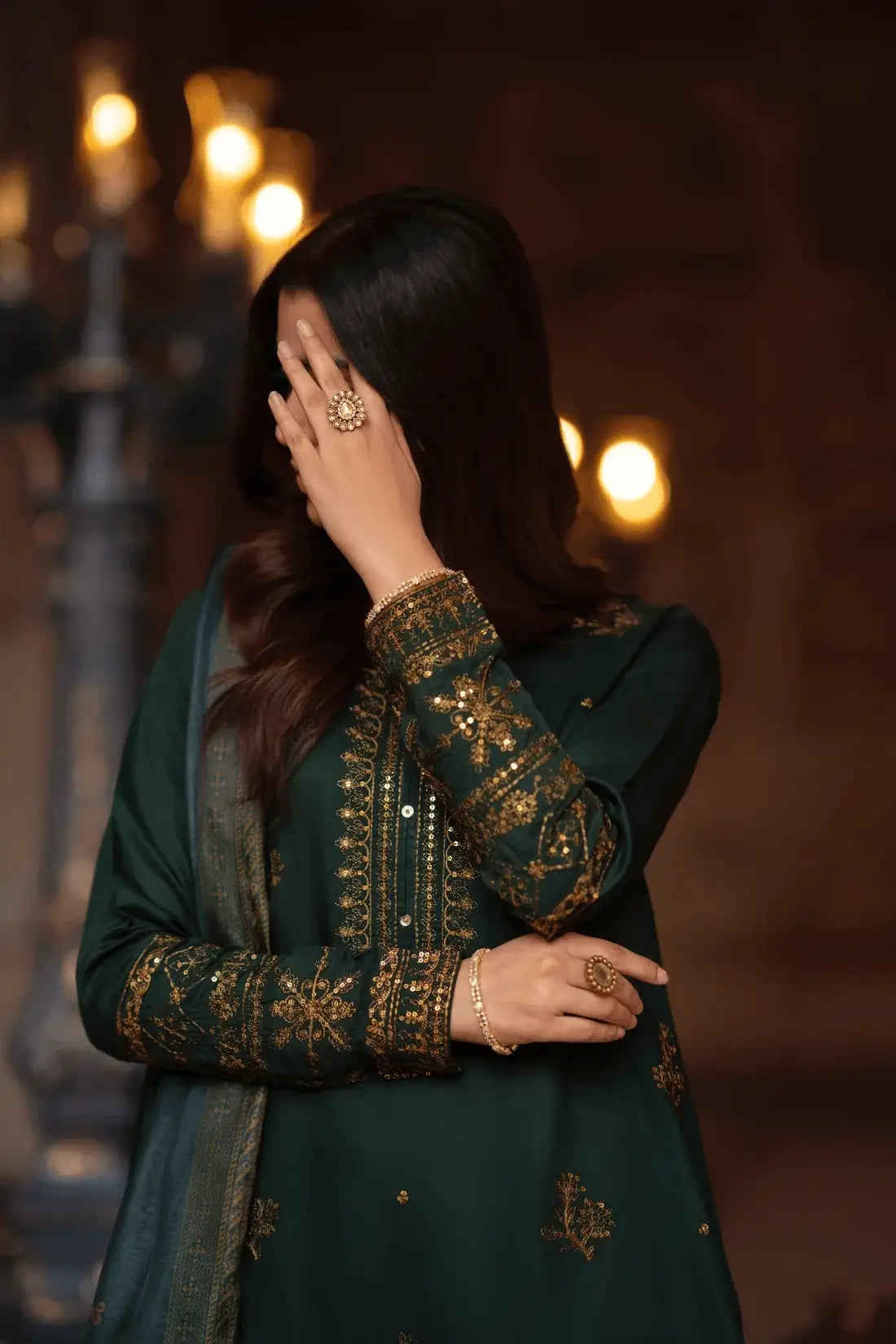 3 Piece Unstitched Heavy Embroidered Dhanak Suit with Printed Wool Shawl