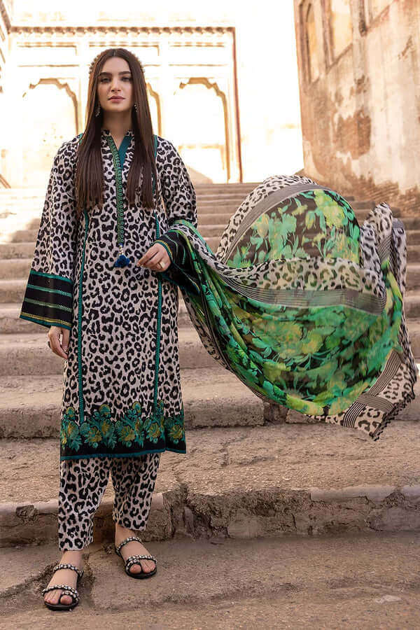3 Piece Unstitched Digital Printed Lawn Suit With Digital Printed Monaar Dupatta