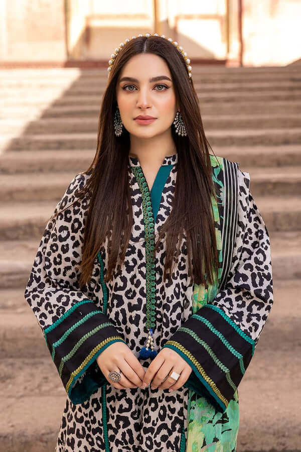 3 Piece Unstitched Digital Printed Lawn Suit With Digital Printed Monaar Dupatta