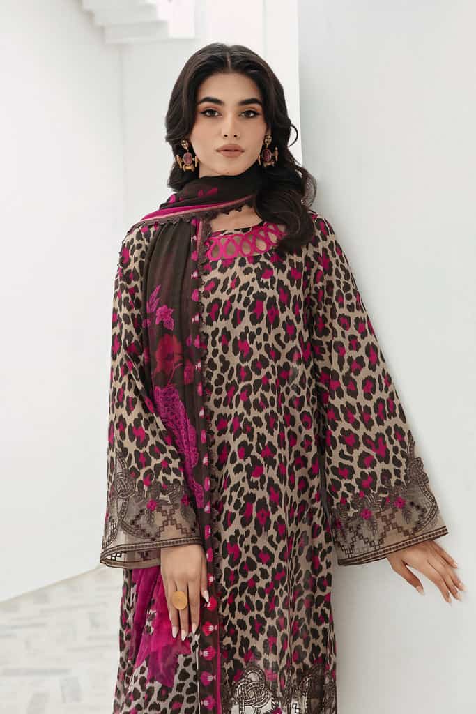 3 Piece Unstitched Embroidered Lawn Suit with Fine Printed Lawn Dupatta