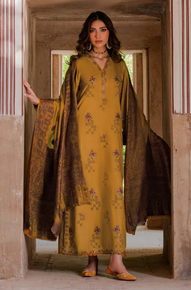 3 Piece Unstitched Heavy Embroidered Chicken Kari Lawn Suit with Printed Slub Dupatta