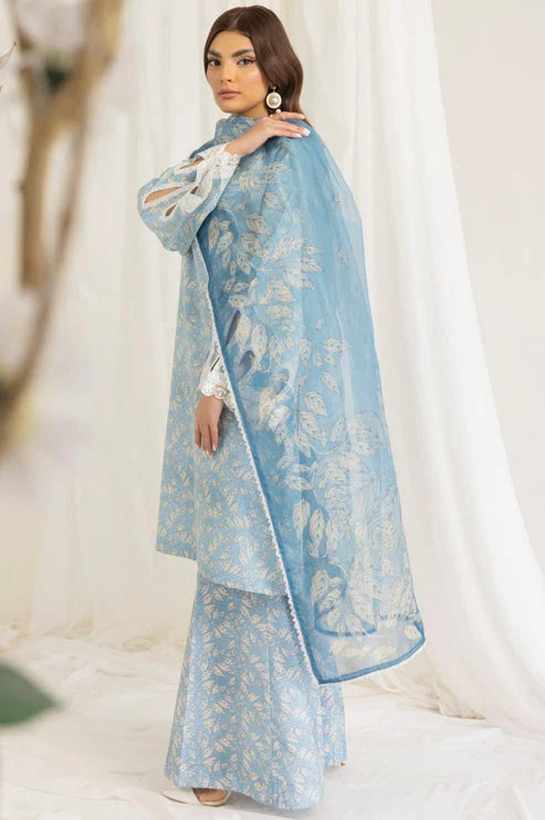 3 Piece Unstitched Embroidered Lawn Suit with Fine Printed Silk Dupatta