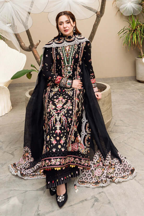 3 Piece Unstitched Heavy Embroidered Lawn Suit with Heavy Embroidered Chiffon Dupatta