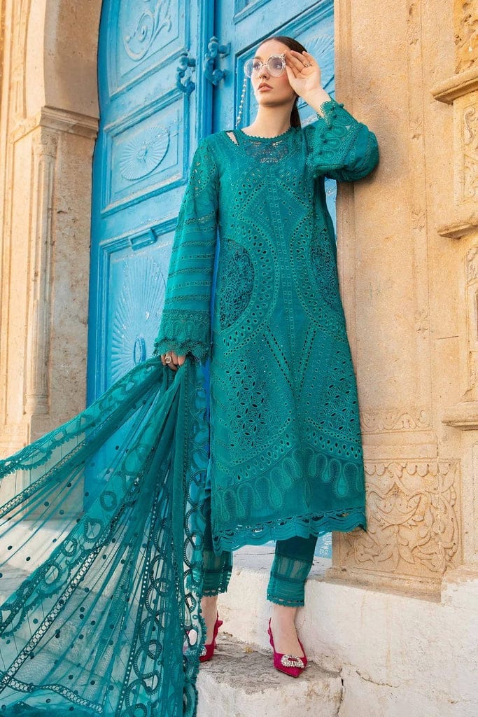 3 Piece Unstitched Heavy Embroidered Chickan Kari Lawn Suit with Heavy Embroidered Chiffon Dupatta