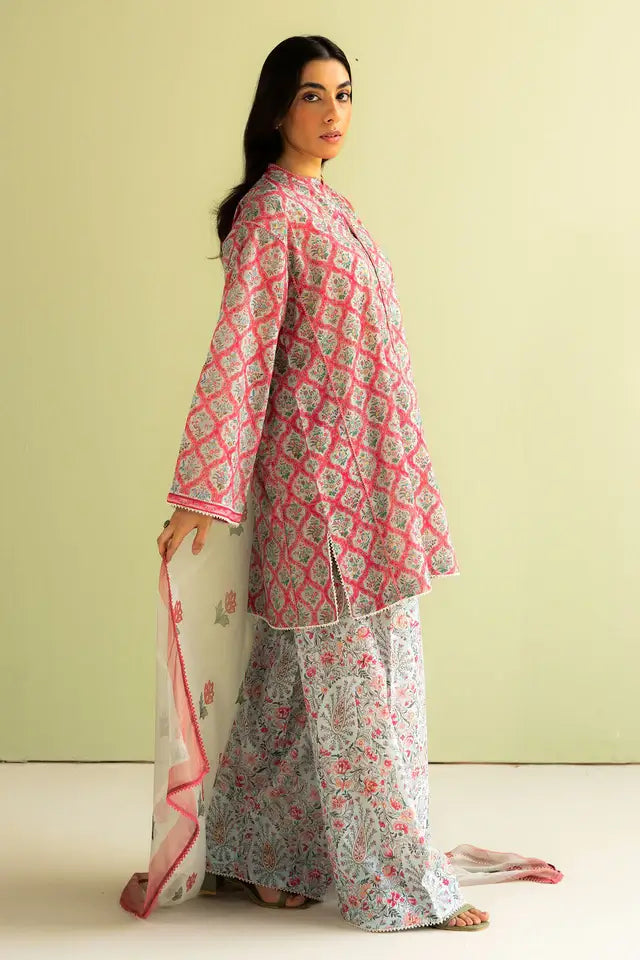 3 Piece Unstitched Digital Printed Lawn Suit with Fine Printed Lawn Dupatta