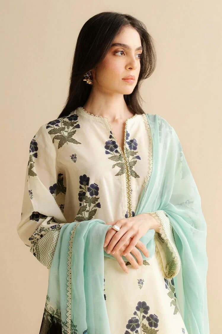 3 Piece Unstitched Digital Printed Lawn Suit with Fine Printed Lawn Dupatta