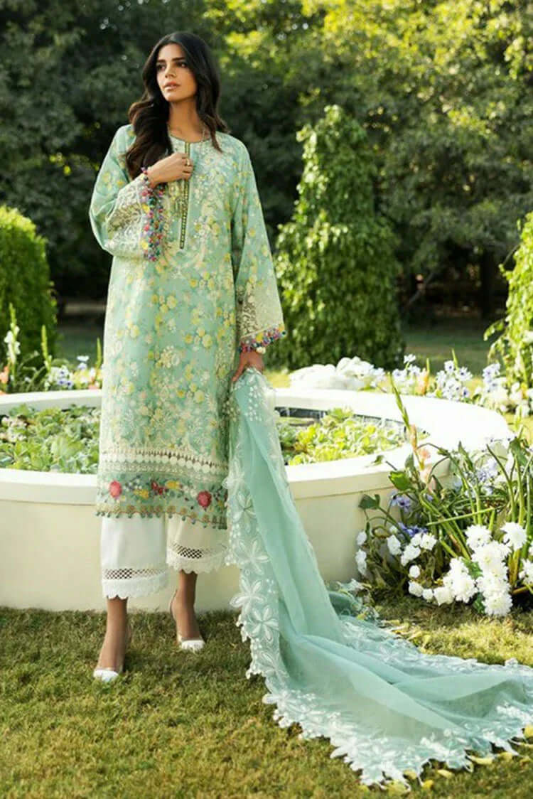 3 Piece Unstitched Digital Printed Lawn Suit with Fine Printed Lawn Dupatta