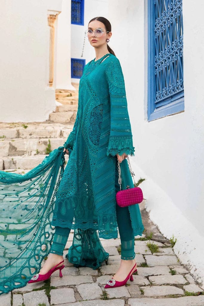 3 Piece Unstitched Heavy Embroidered Chickan Kari Lawn Suit with Heavy Embroidered Chiffon Dupatta