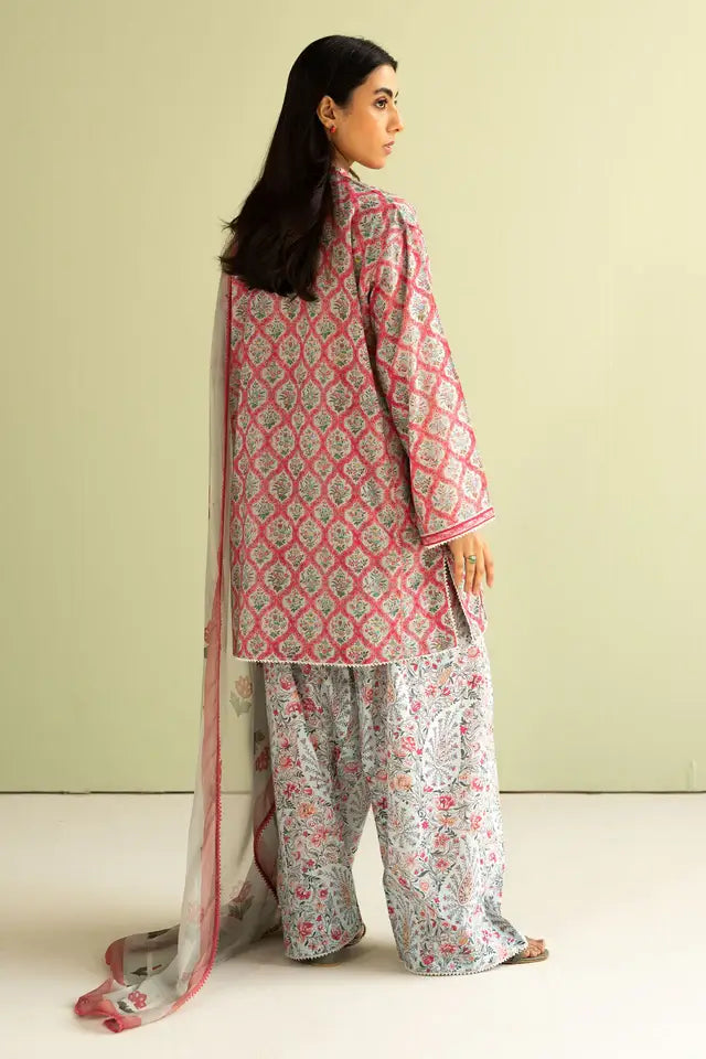 3 Piece Unstitched Digital Printed Lawn Suit with Fine Printed Lawn Dupatta