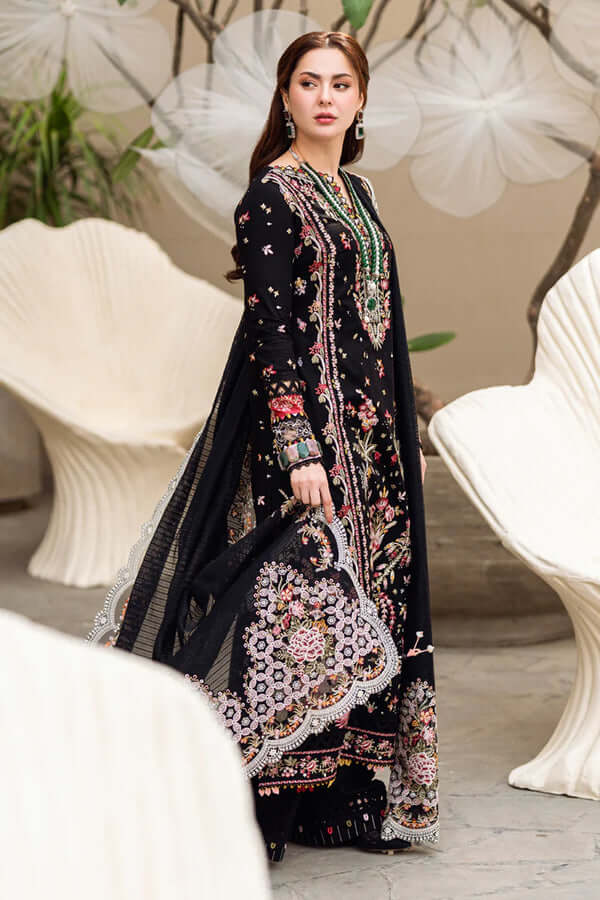 3 Piece Unstitched Heavy Embroidered Lawn Suit with Heavy Embroidered Chiffon Dupatta