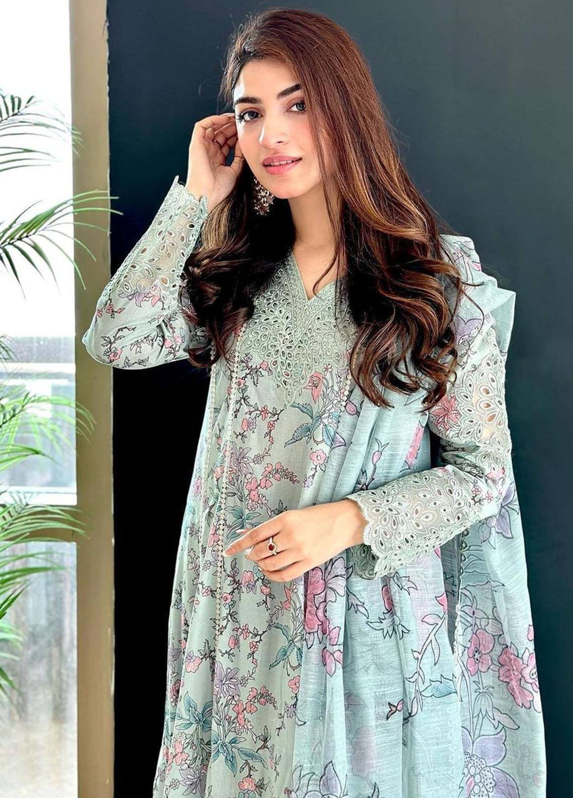 3 Piece Unstitched Digital Printed Embroidered Lawn Suit with Fine Printed Silk Dupatta