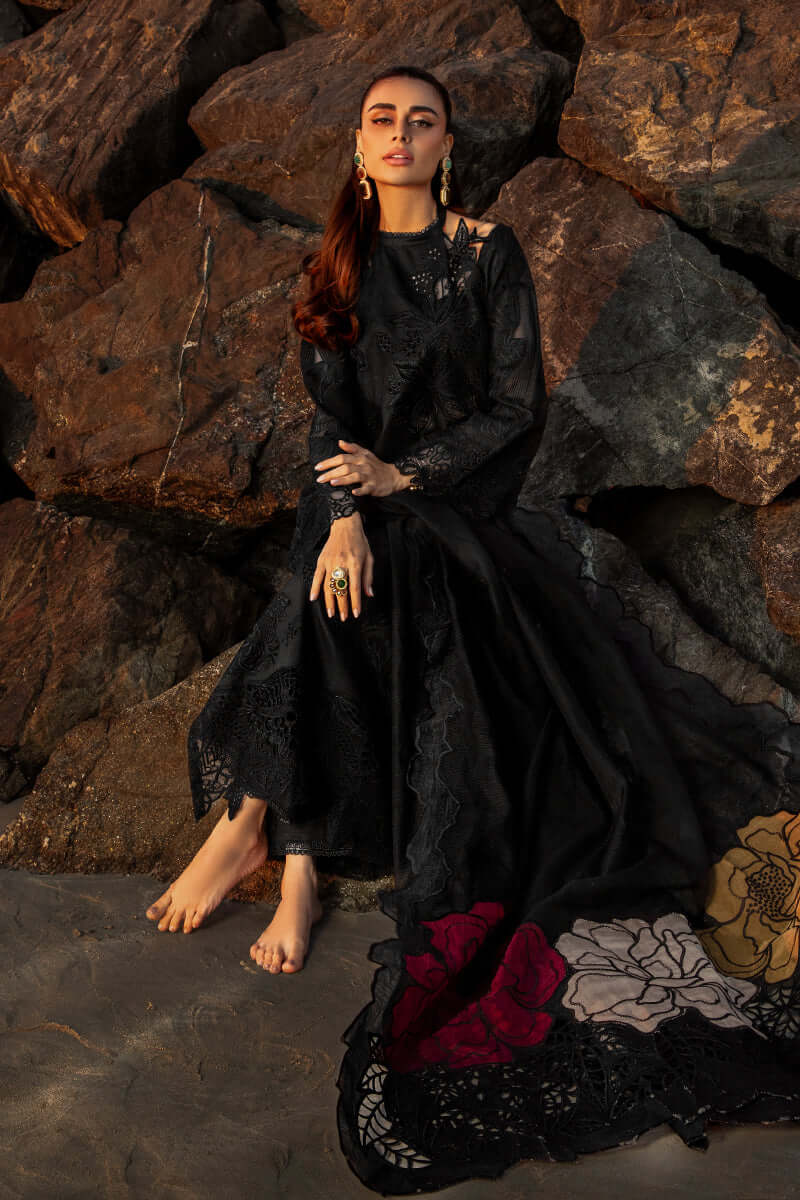 3 Piece Unstitched Heavy Embroidered Chickan Kari Lawn Suit with Four Sided Embroidered Organza Dupatta