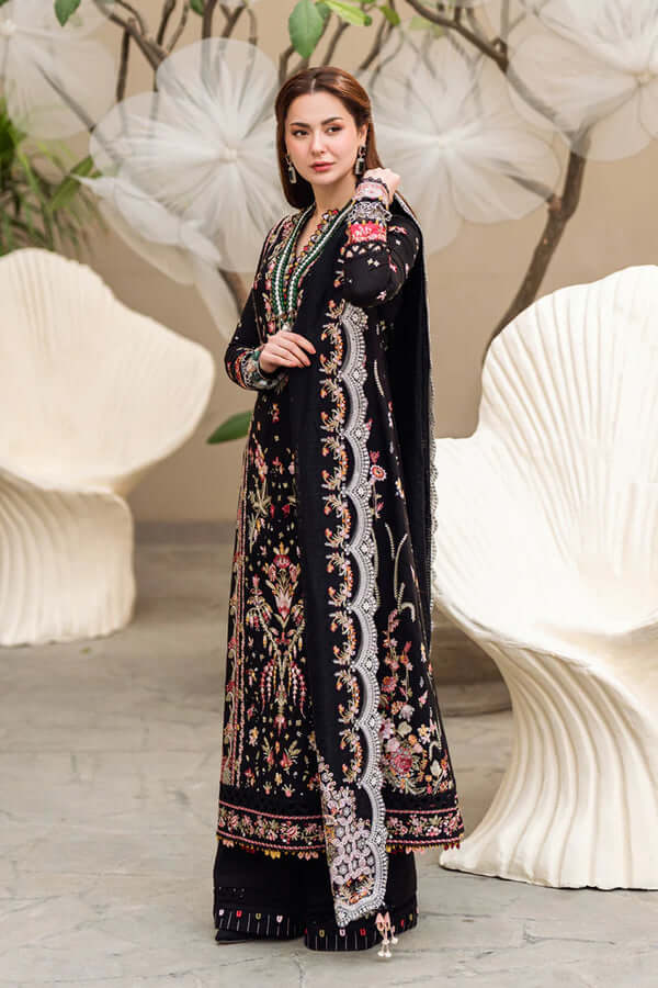 3 Piece Unstitched Heavy Embroidered Lawn Suit with Heavy Embroidered Chiffon Dupatta