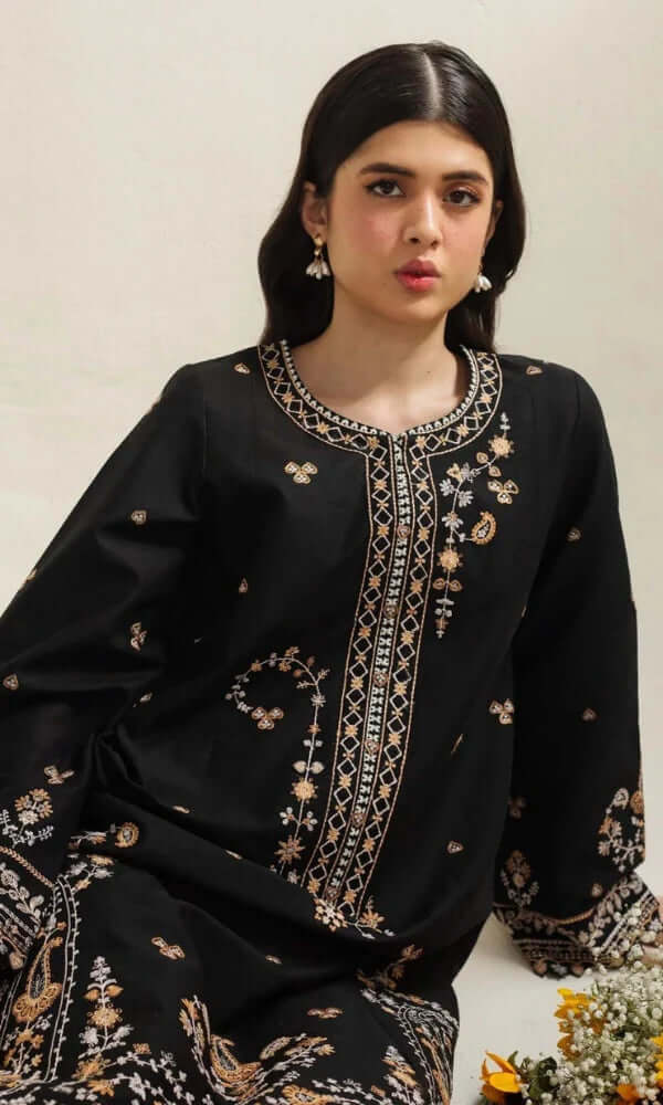 3 Piece Unstitched Heavy Embroidered Lawn Suit with Printed Poly Lawn Dupatta