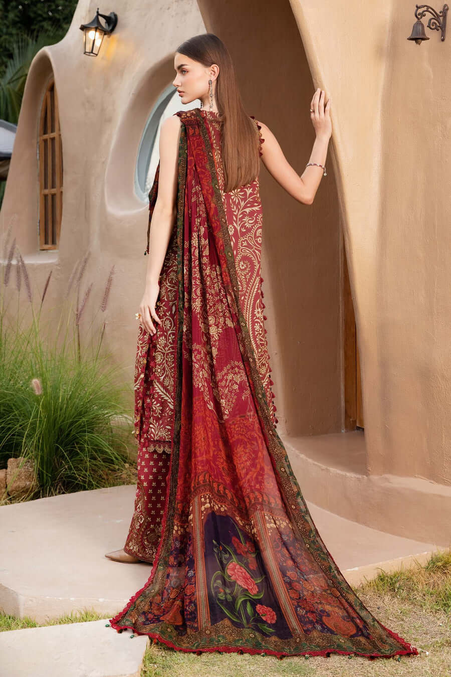 3 Piece Unstitched Embroidered Lawn Suit with Printed Lawn Dupatta