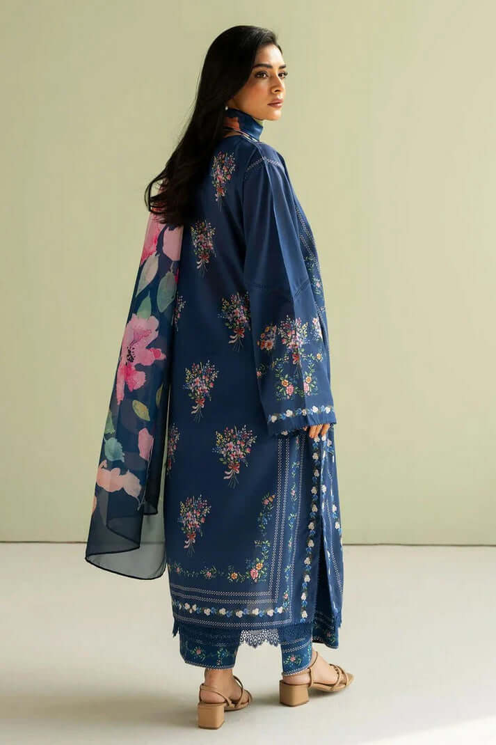 3 Piece Unstitched Digital Printed Pure Lawn Suit with Fine Printed Silk Dupatta