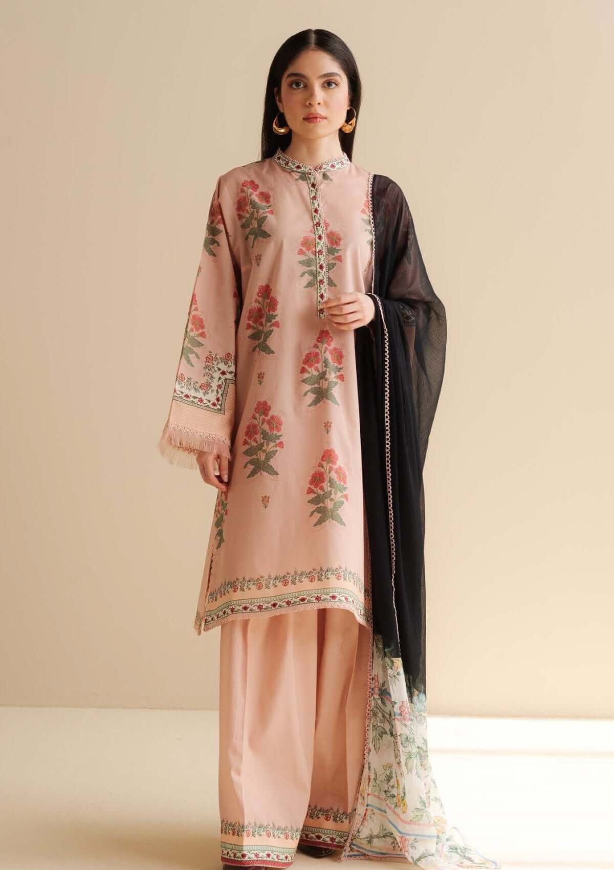 3 Piece Unstitched Digital Printed Lawn Suit with Fine Printed Lawn Dupatta