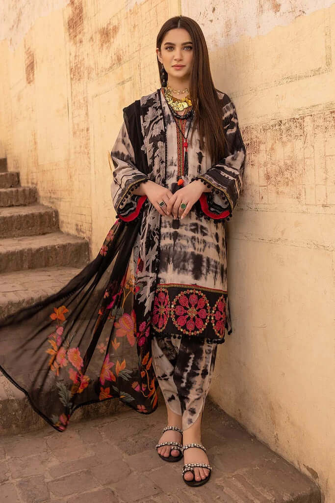 3 Piece Unstitched Digital Printed Pure Lawn Suit with Printed Lawn Dupatta