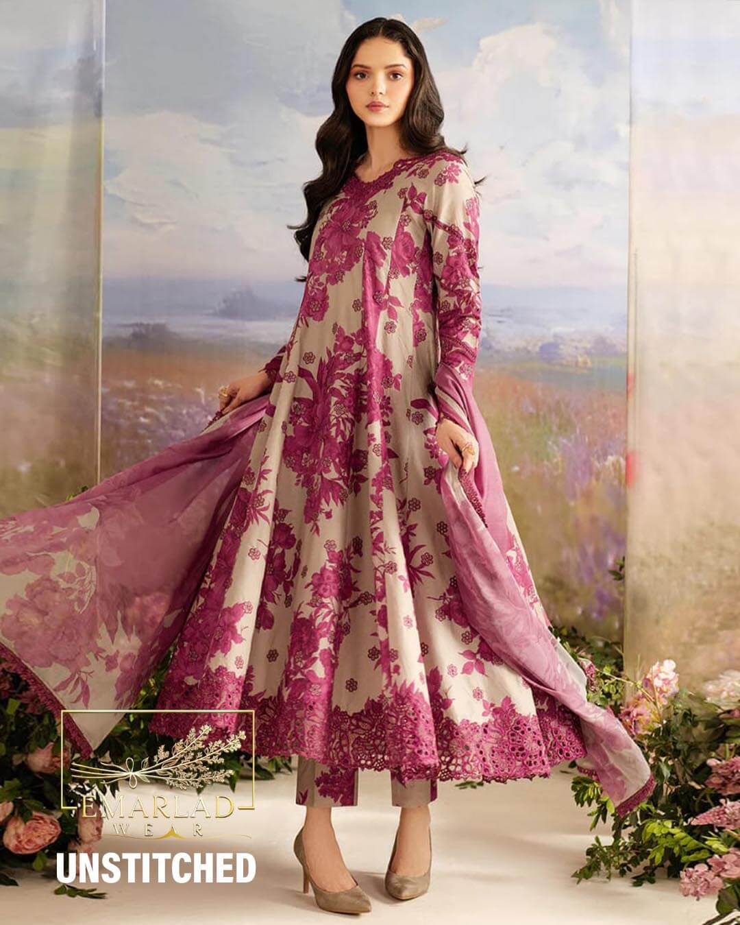 3 Piece Unstitched Embroidered Khaddar Suit with Printed Khaddar Dupatta