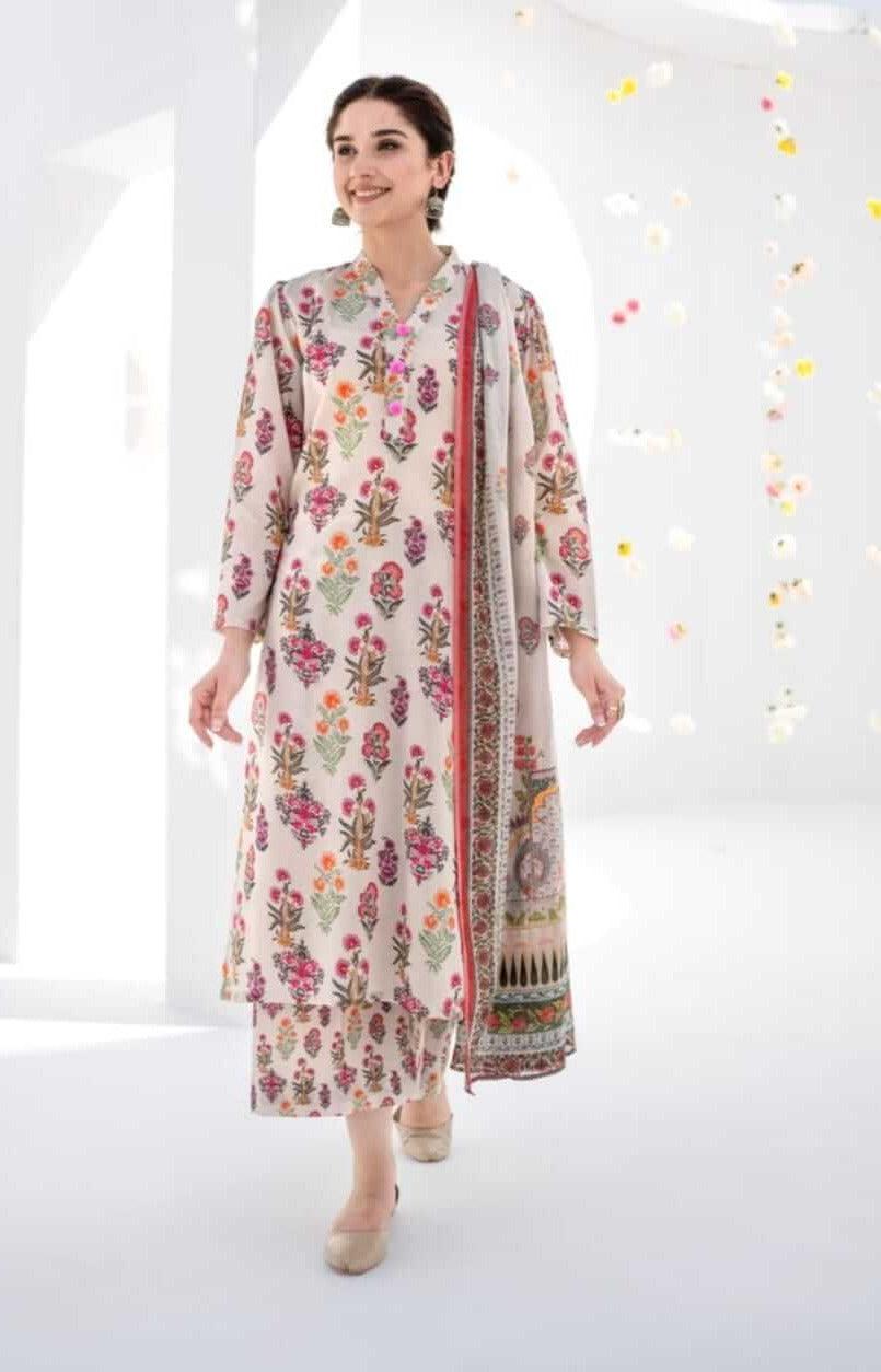 3 Piece Unstitched Digital Printed Lawn Suit with Digital Printed Lawn Dupatta - Malam