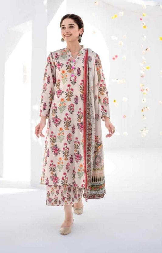3 Piece Unstitched Digital Printed Lawn Suit with Digital Printed Lawn Dupatta - Malam
