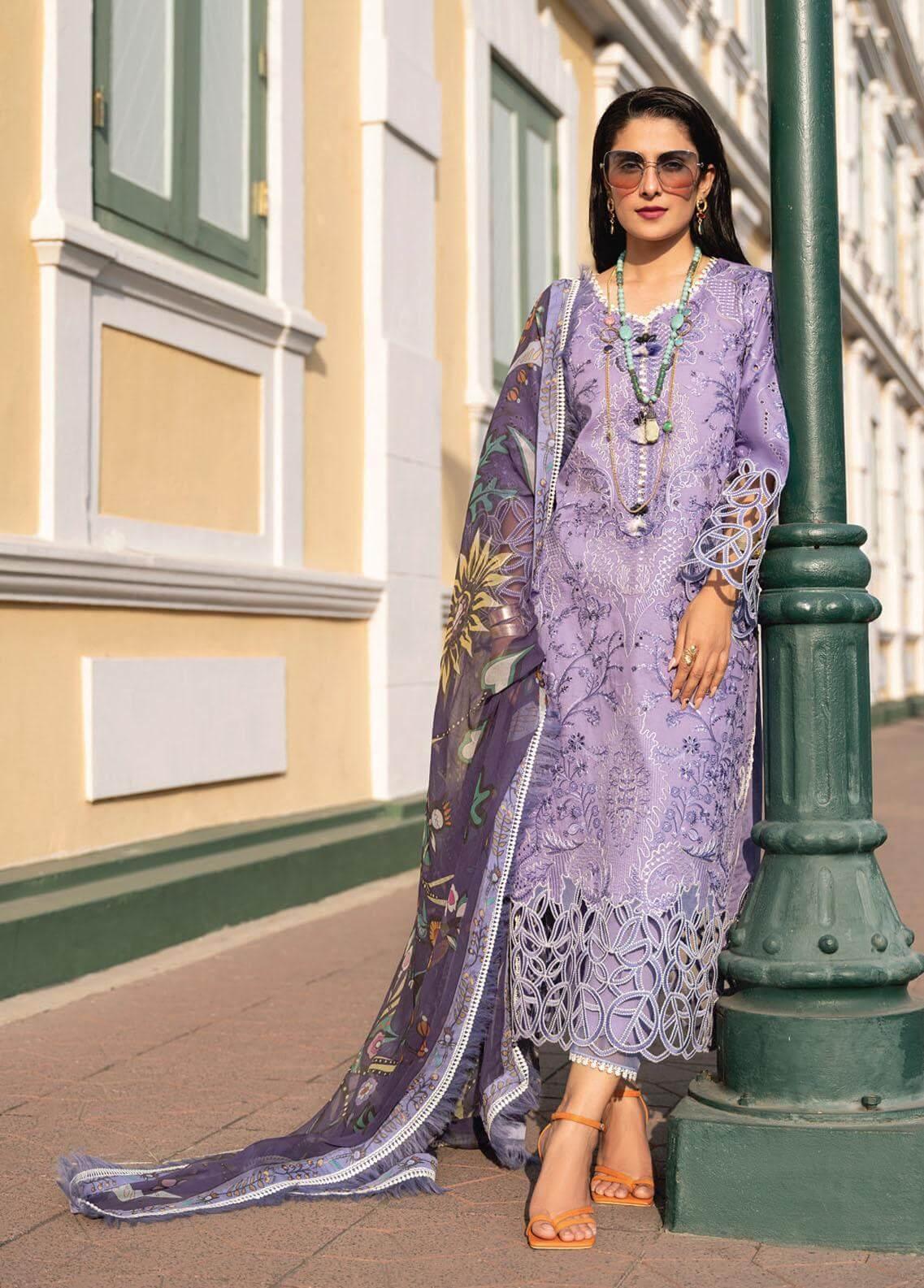 3 Piece Unstitched Heavy Embroidered Lawn Suit With Digital Printed Si Malam