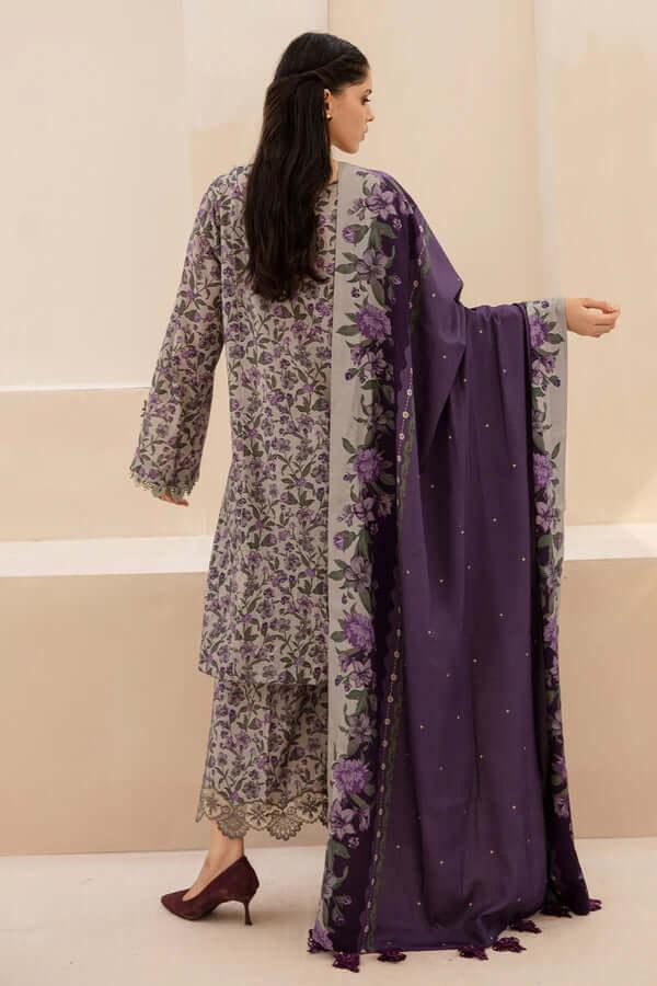 3 Piece Unstitched Digital Printed Lawn Suit with Digital Printed Lawn Dupatta - Malam