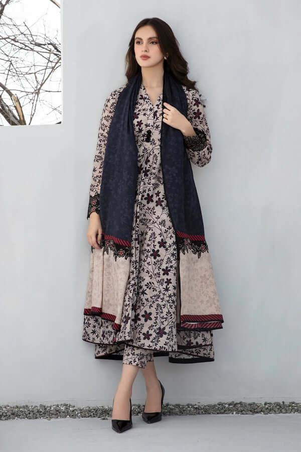 3 Piece Unstitched Digital Printed Lawn Suit with Digital Printed Lawn Dupatta - Malam