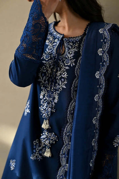 3 Piece Unstitched Heavy Embroidered Dhanak Suit with Embroidered Dhanak Shawl