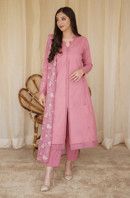 3 Piece Unstitched Heavy Embroidered Dhanak Suit with Printed Wool Shawl