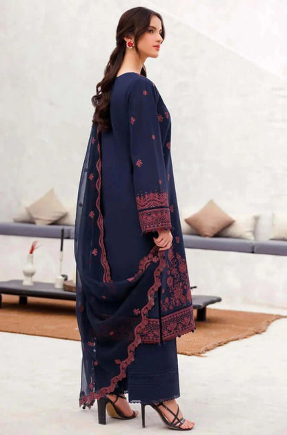 3 Piece Unstitched Heavy Embroidered Lawn Suit with Embroidered Chiffon Dupatta