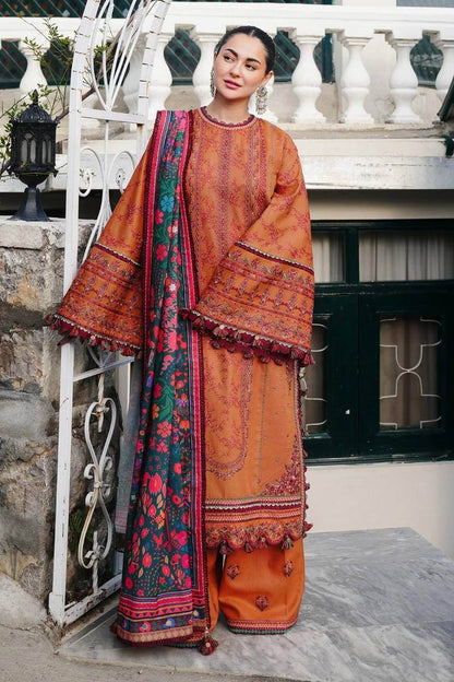 3 Piece Unstitched Heavy Embroidered Dhanak Suit with Printed Wool Shawl