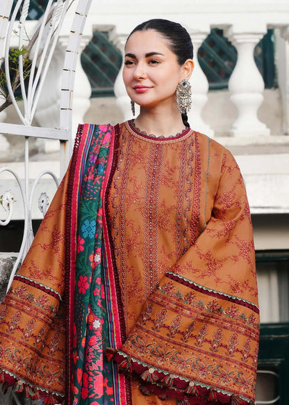 3 Piece Unstitched Heavy Embroidered Dhanak Suit with Printed Wool Shawl