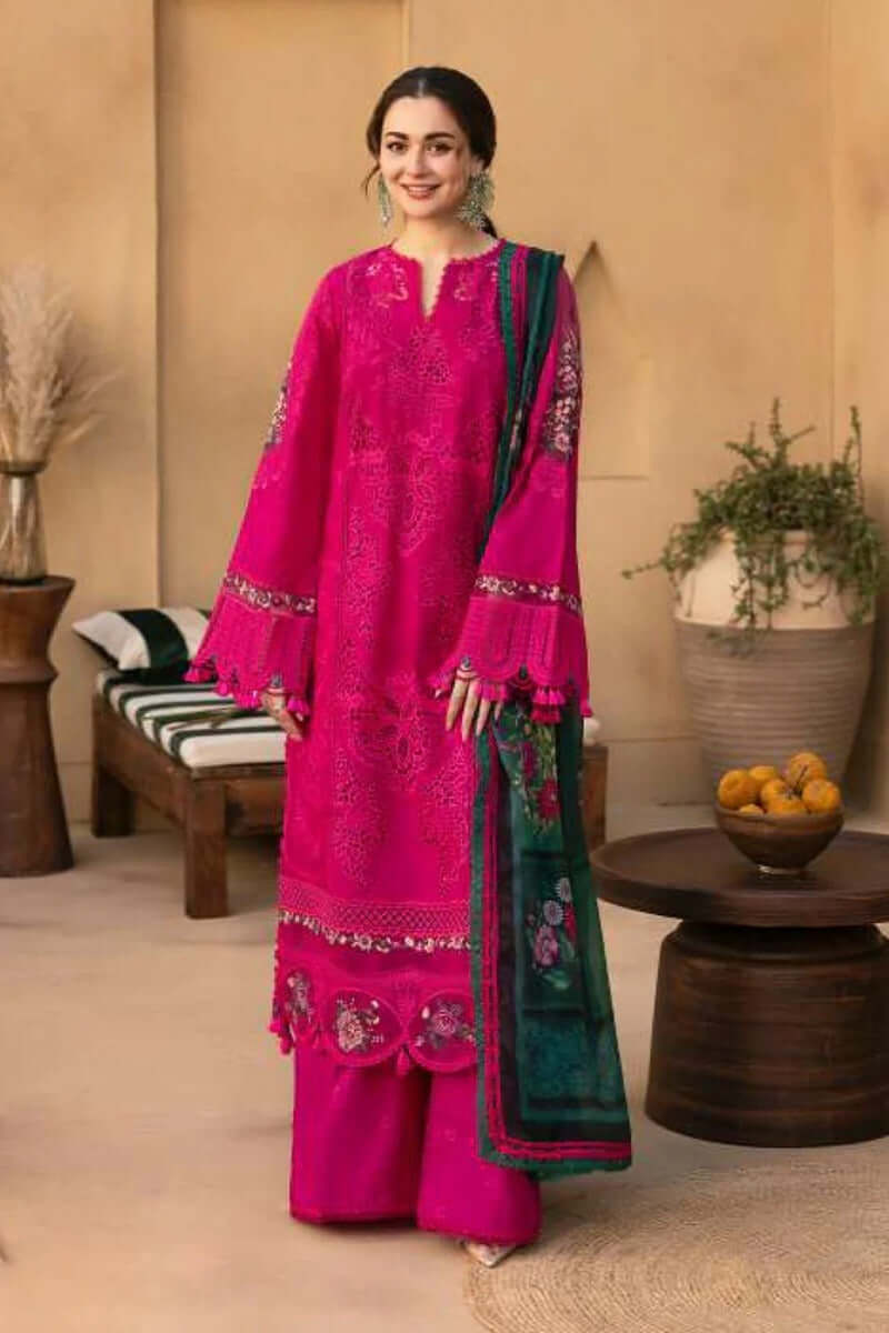 3 Piece Unstitched Heavy Embroidered Chicken Kari Dhanak Suit with Printed Wool Shawl
