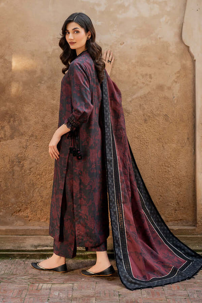 3 Piece Unstitched Embroidered Khaddar Suit with Printed Khaddar Dupatta