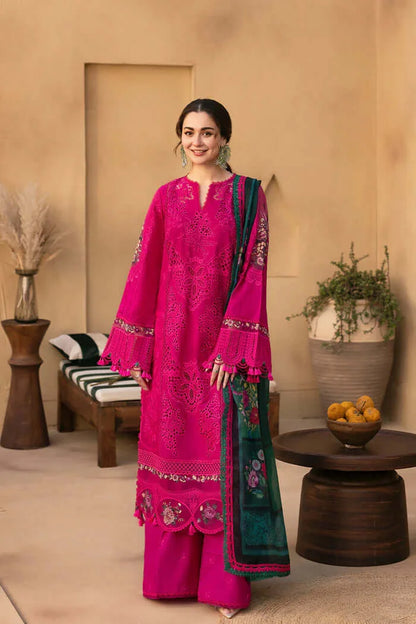 3 Piece Unstitched Heavy Embroidered Chicken Kari Lawn Suit with Printed Slub Dupatta