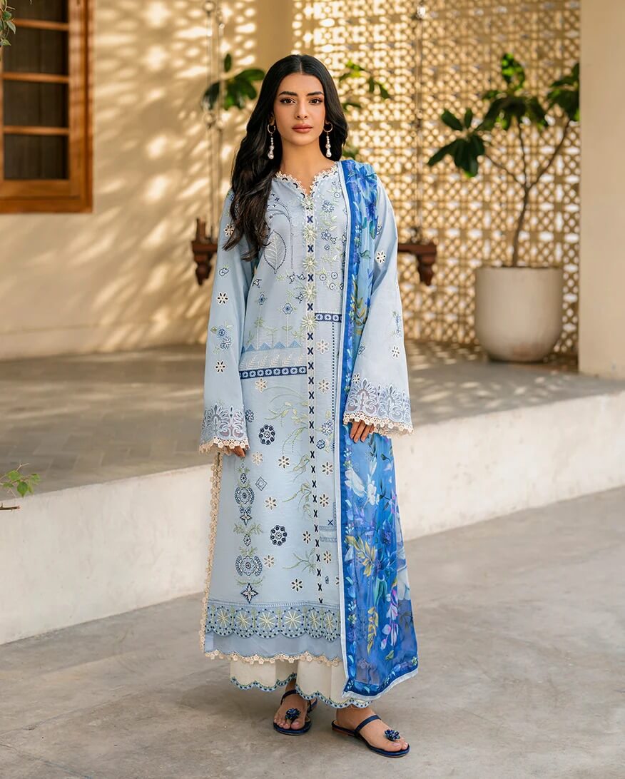 3 Piece Unstitched Heavy Embroidered Dhanak Suit with Printed Wool Shawl