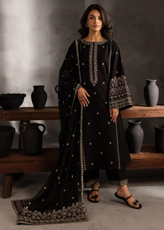 3 Piece Unstitched Heavy Embroidered Dhanak Suit with Embroidered Dhanak Shawl