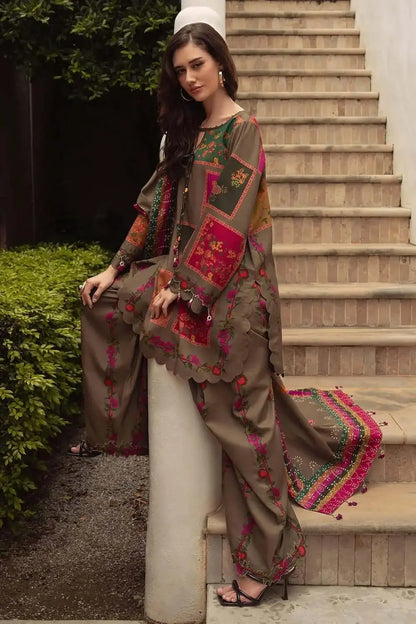 3 Piece Unstitched Digital Printed Lawn Suit with Digital Printed Voil Dupatta