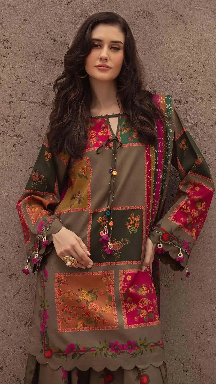 3 Piece Unstitched Digital Printed Lawn Suit with Digital Printed Voil Dupatta